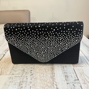 Elegant Black Clutch with Rhinestone Detailing